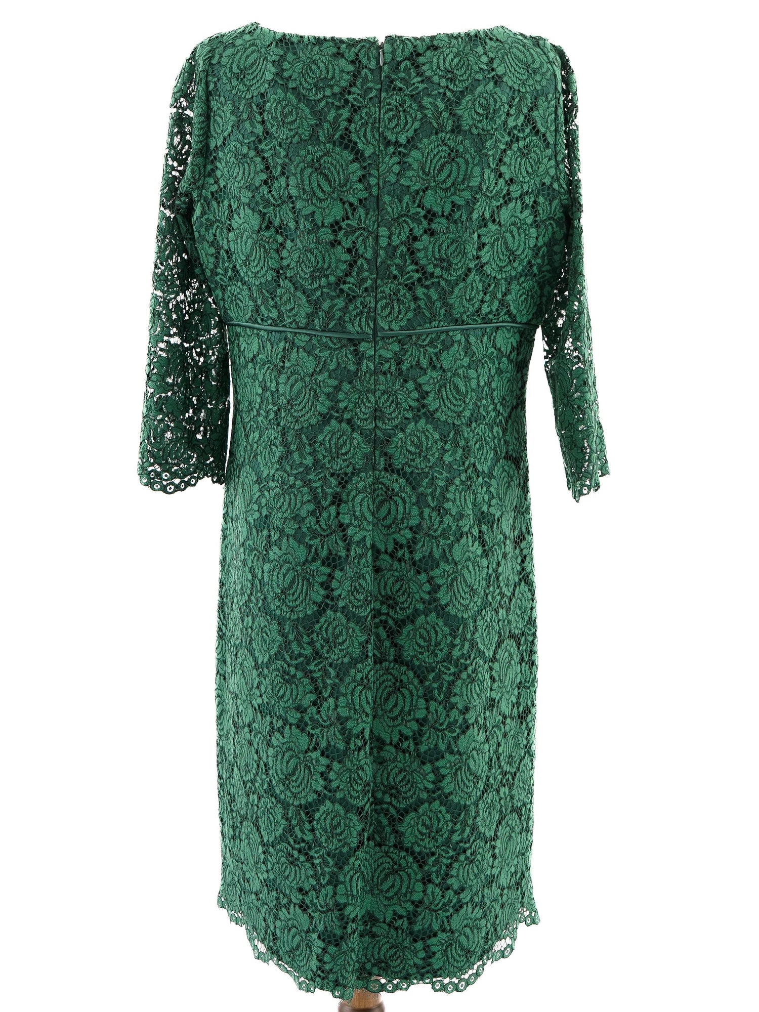 Excellent Luisa Spagnoli Green Lace Dress Size XXL - Elegant Style