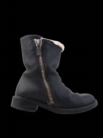 Excellent Gucci Black Leather Kids Boots Size 33 with Shearling Lining