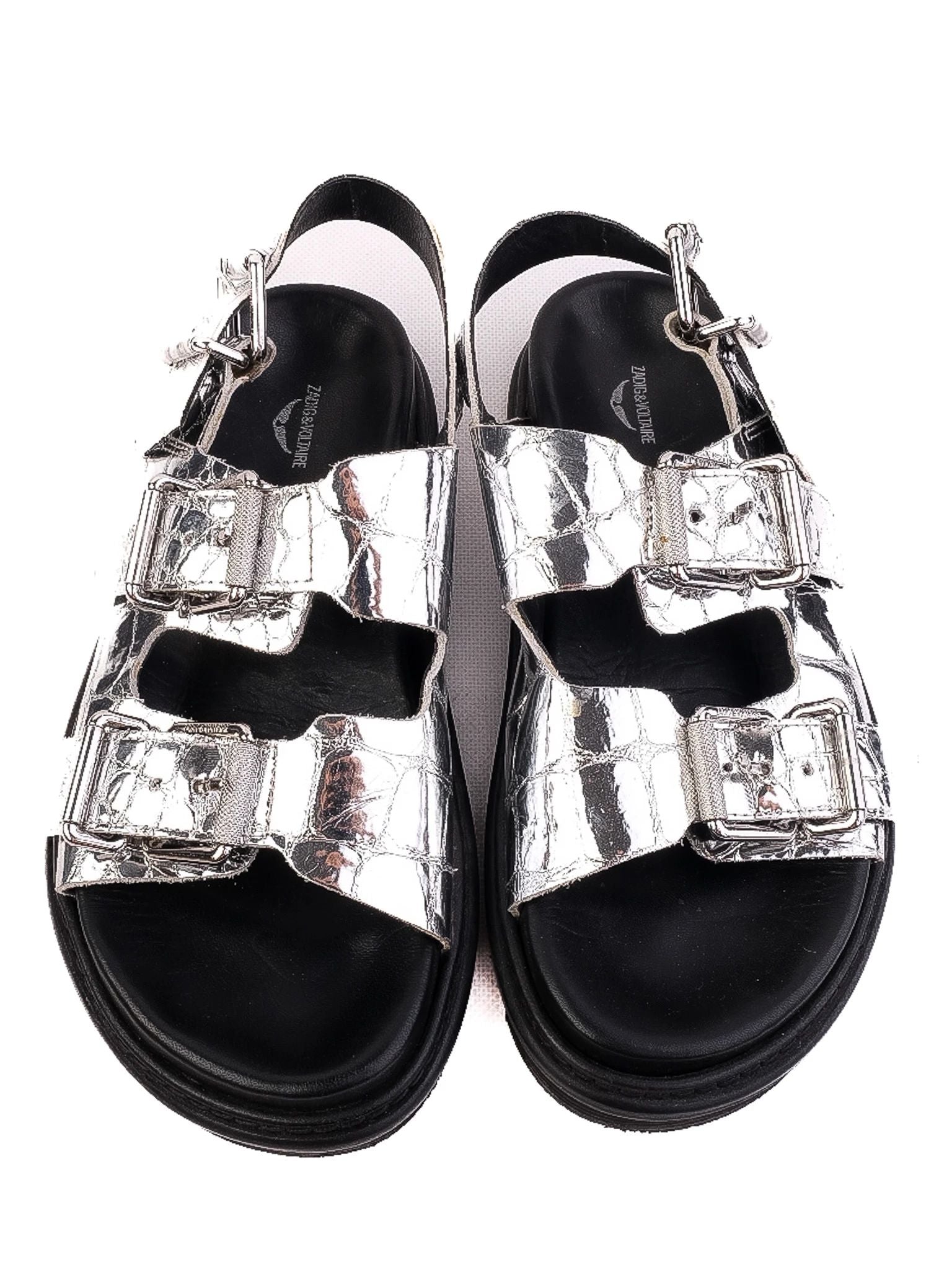 Excellent Zadig&Voltaire Gray Leather Sandals Size 37