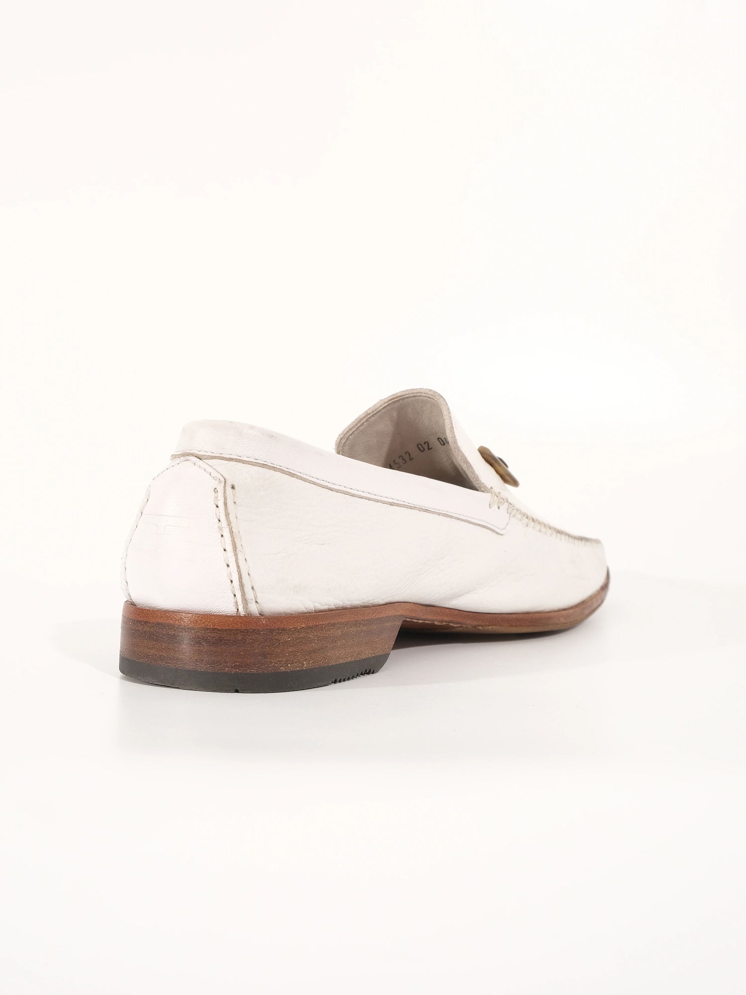 Excellent A.Testoni White Leather Loafers Size 43 with Wooden Sole