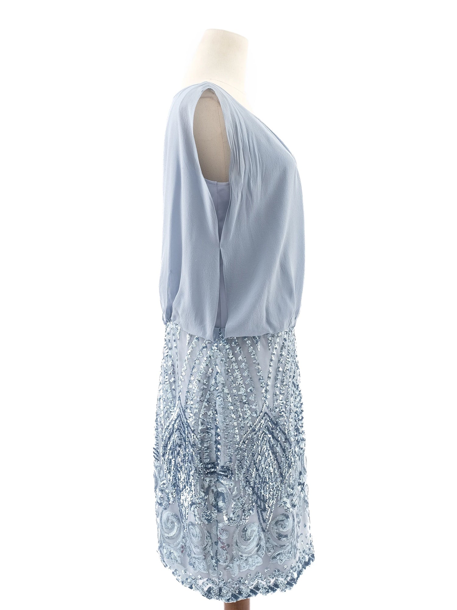 Excellent Luisa Spagnoli Blue Silk Evening Dress Size XL