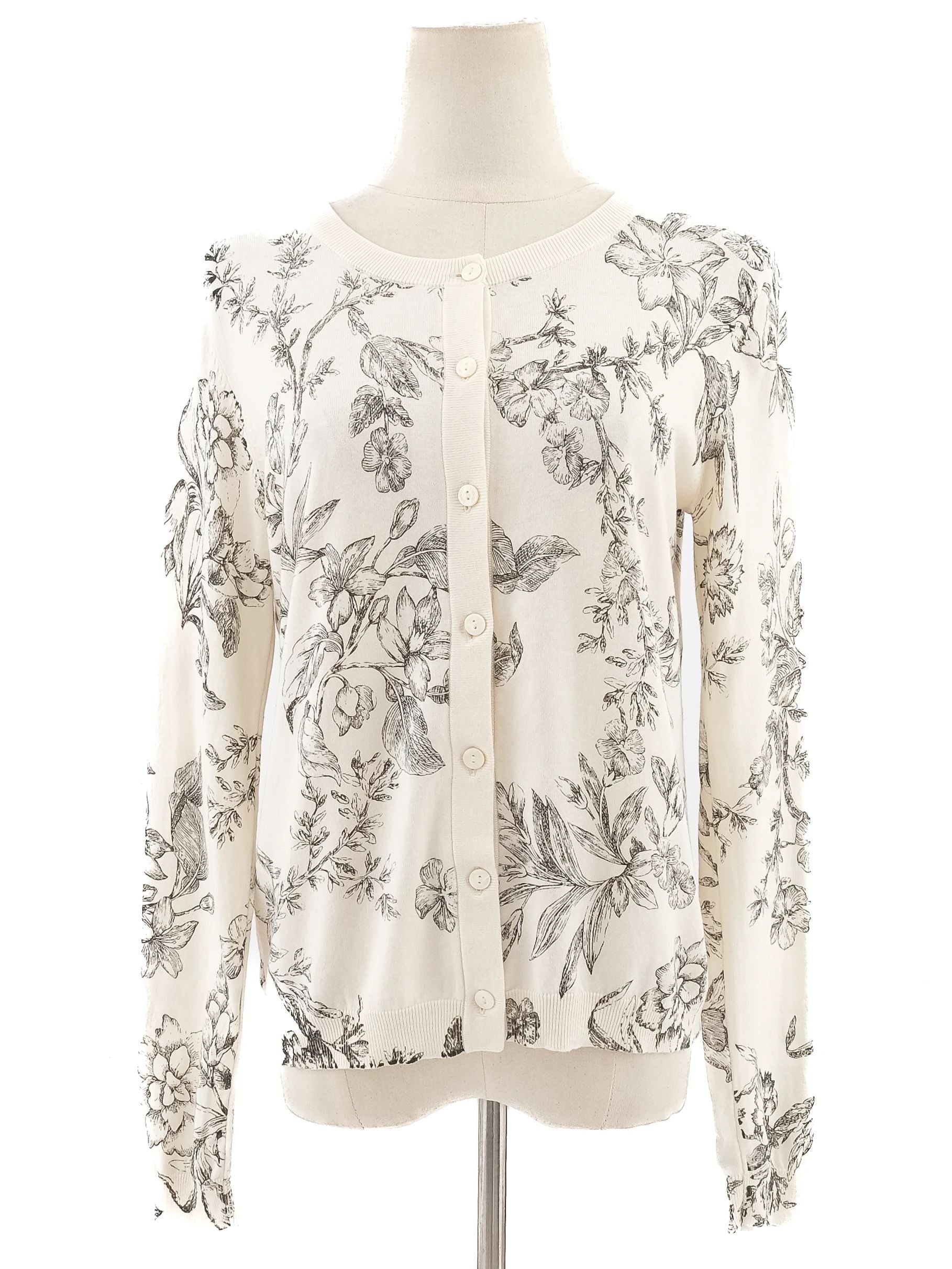 Excellent TWINSET White Floral Pattern Cardigan Size XS