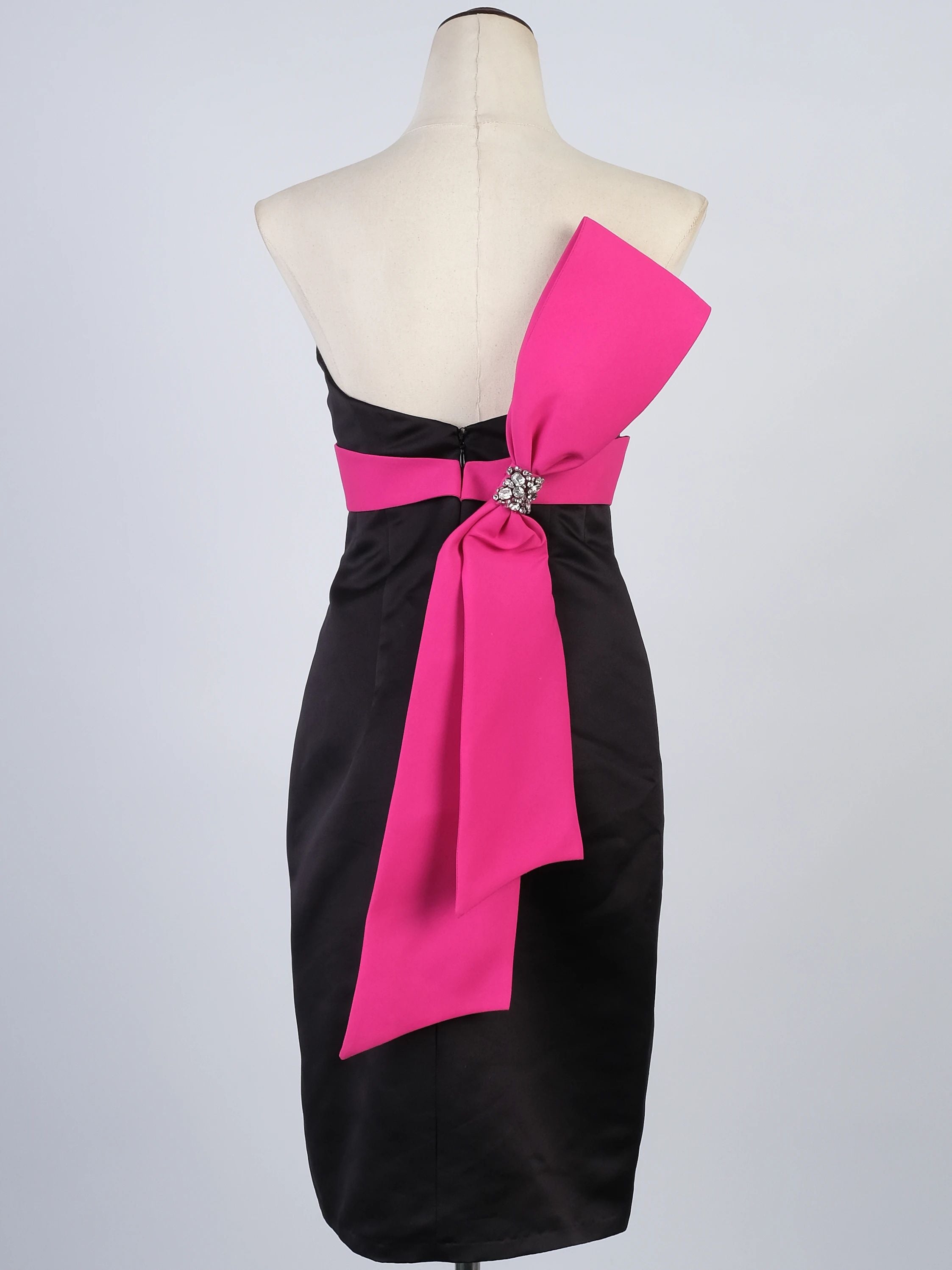 Jovani Black Strapless Dress with Pink Bow Size M Excellent Condition