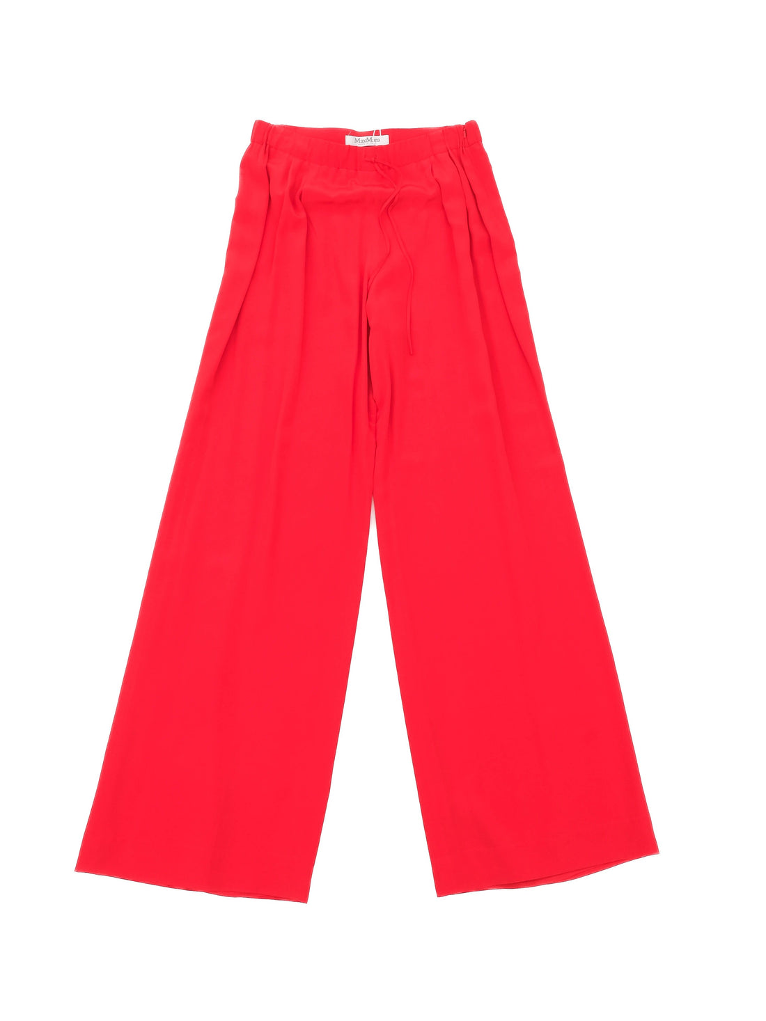 Excellent Max Mara Red Silk Wide-Leg Pants Size L Made in Italy