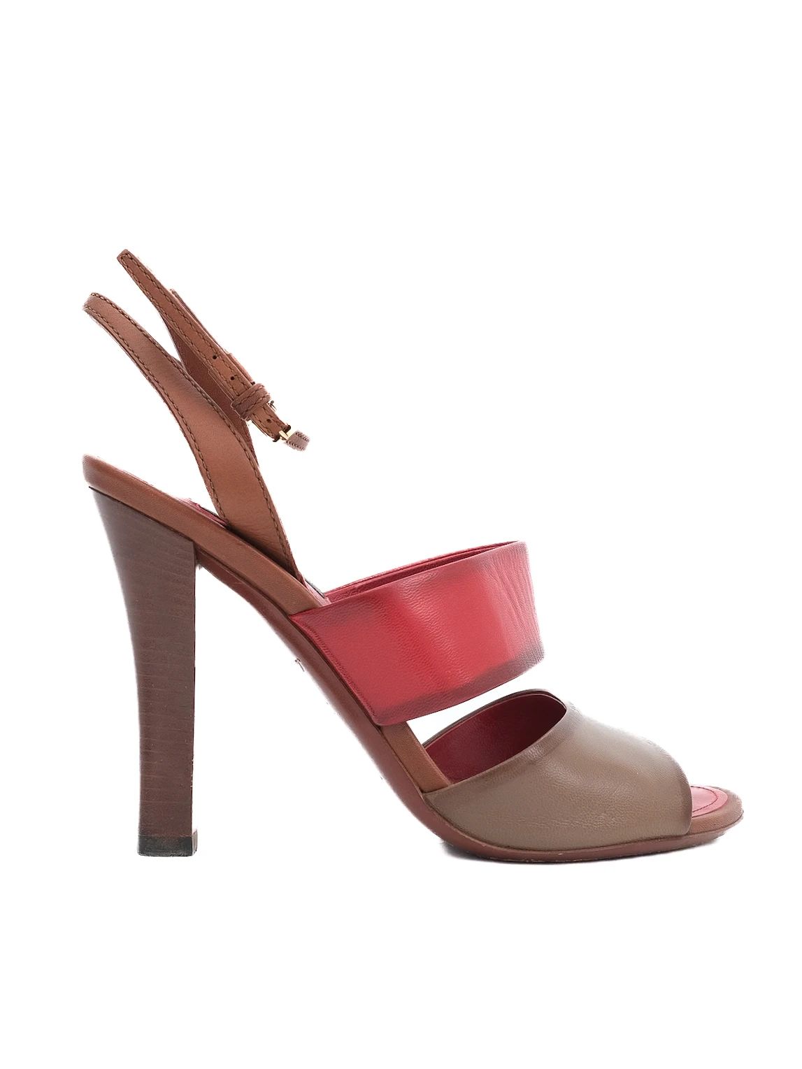 Good Louis Vuitton Red Leather High-Heeled Sandals Size 36.5