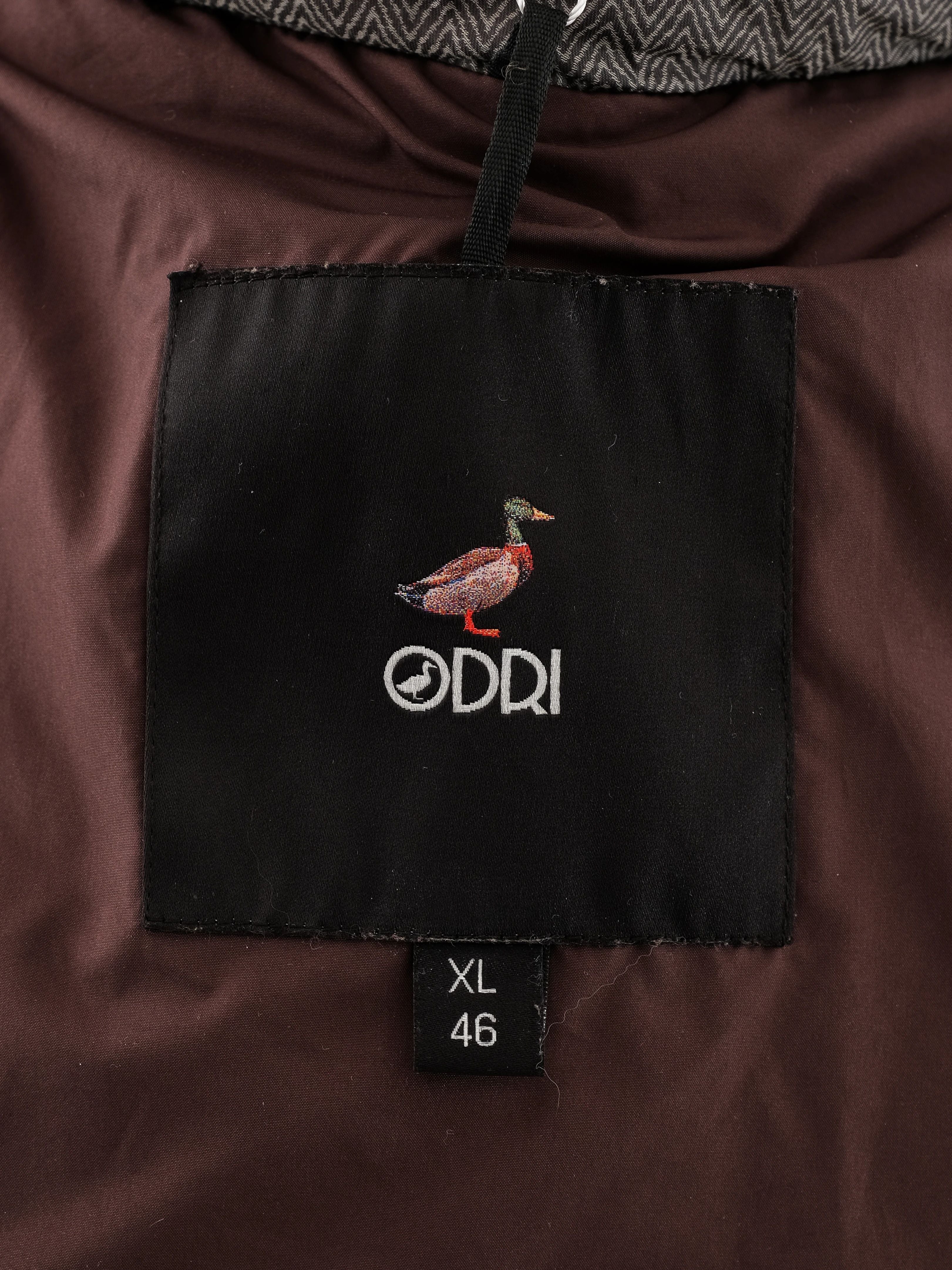 Perfect ODRI Gray Nylon Puffer Jacket XL with Brown Fur Collar