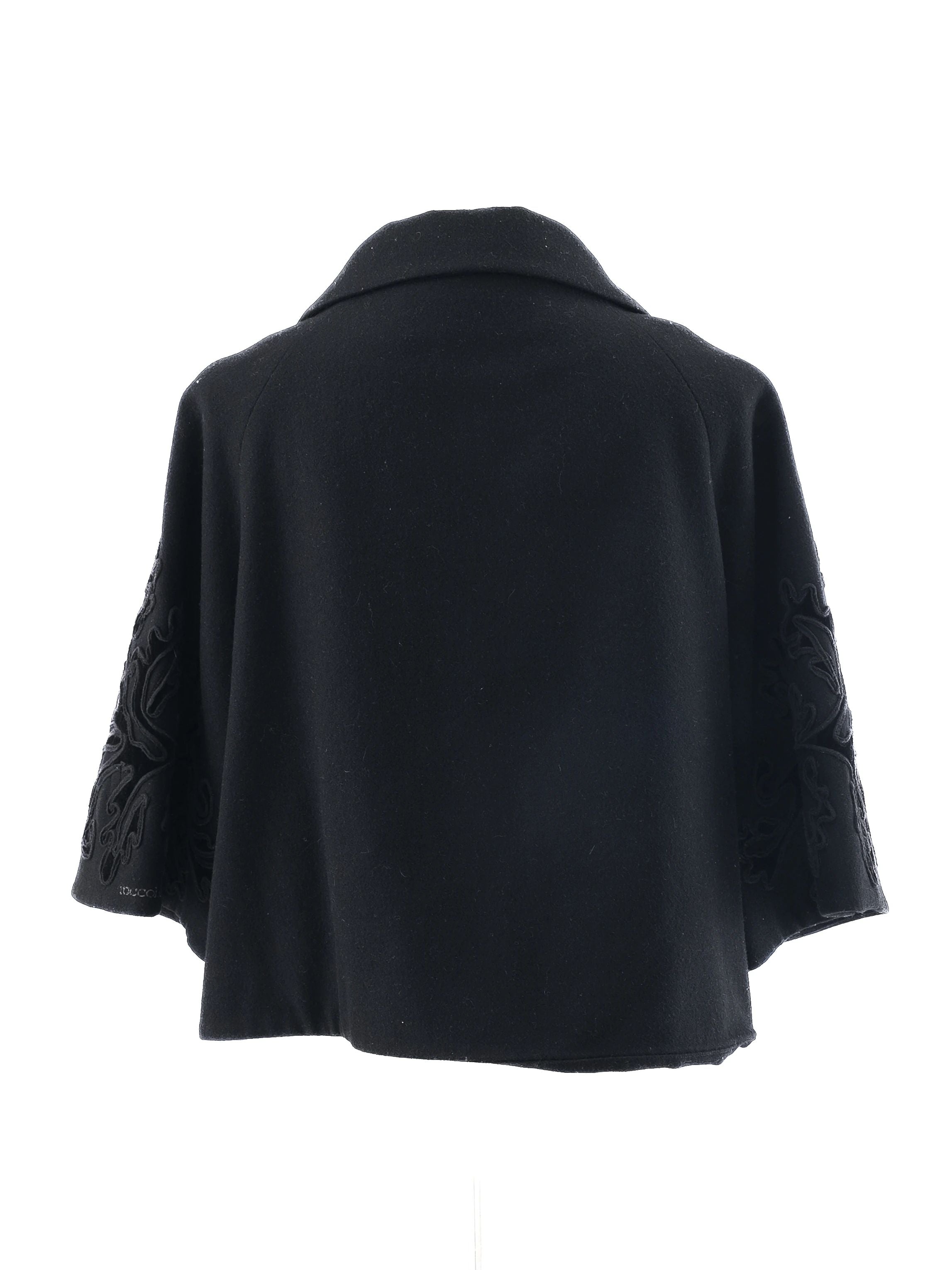 Excellent Roccobarocco Black Wool Double-Breasted Coat Size XL