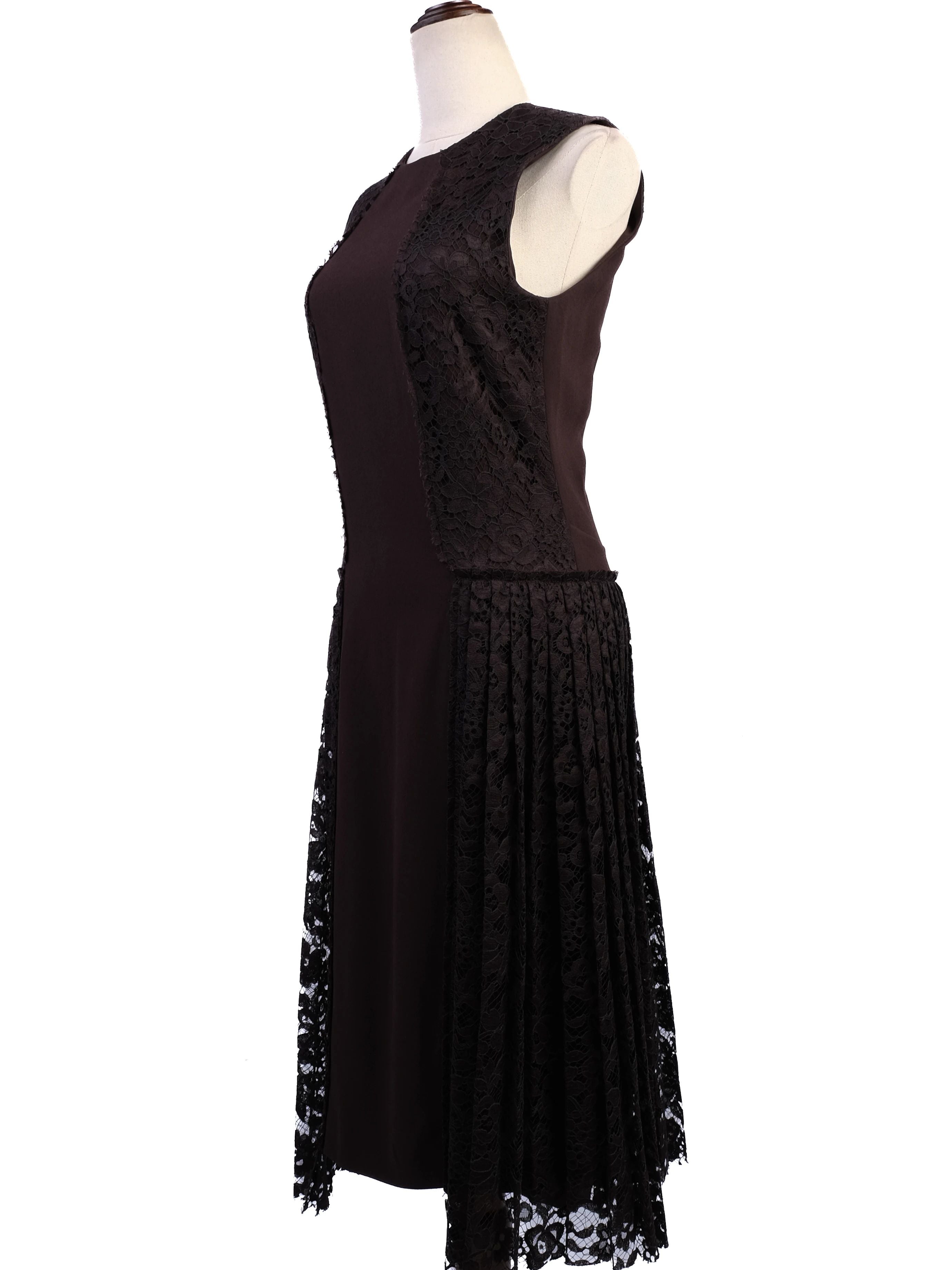 Joseph Black Sleeveless Dress with Lace Detail Size S Excellent