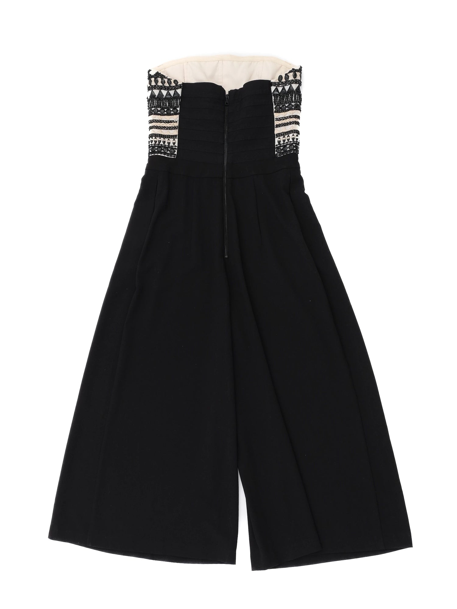Excellent Alice+Olivia Strapless Jumpsuit Black Embellished Size S