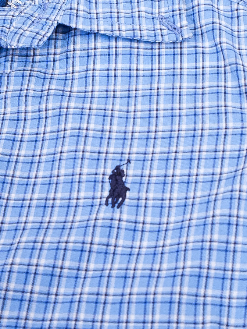 Excellent Ralph Lauren Kids Blue Checkered Long Sleeve Shirt Size 2