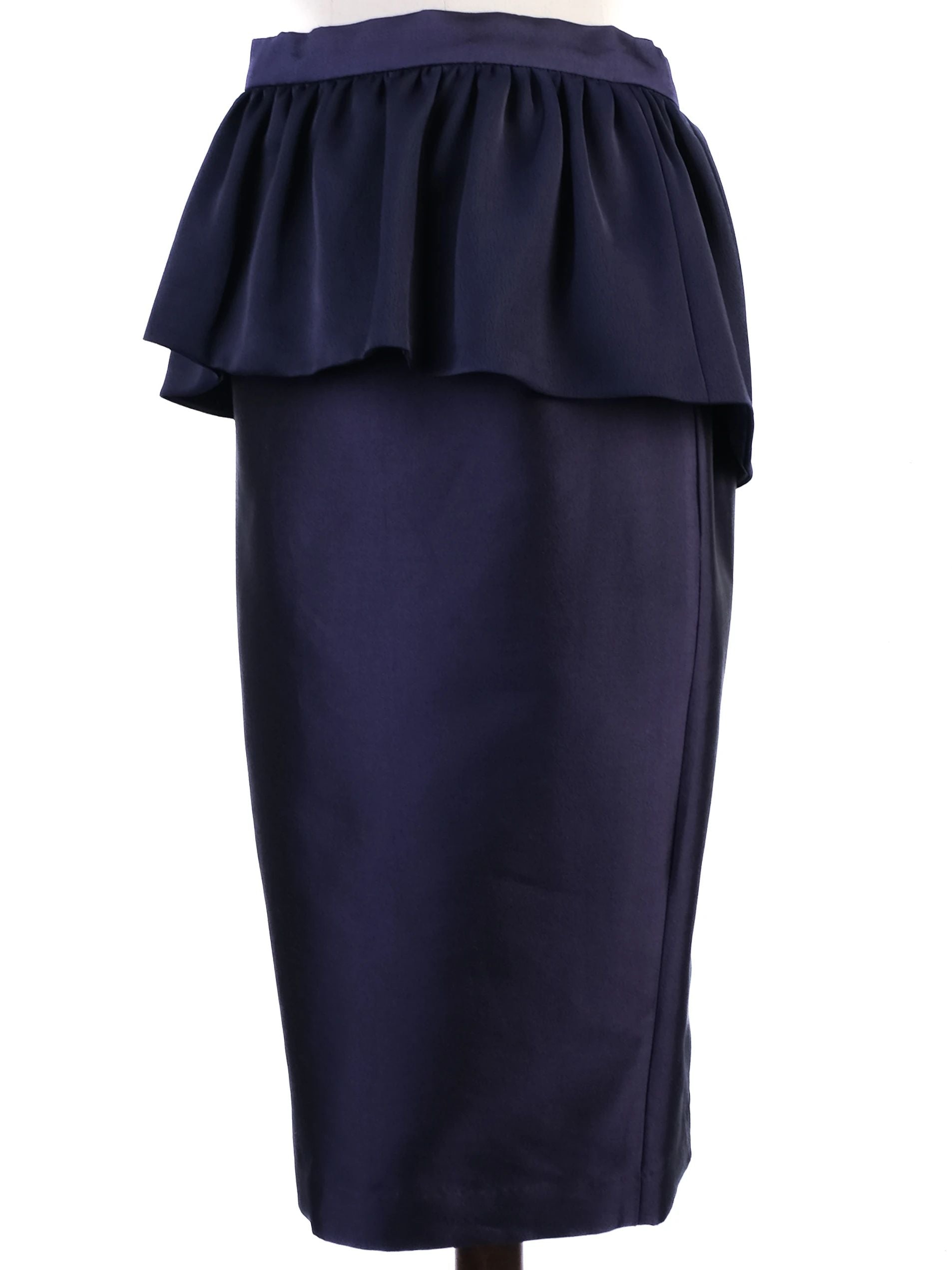 NEW By Malene Birger Navy Blue Wool Peplum Pencil Skirt Size S