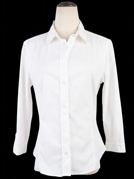 Excellent Prada White Nylon Button-Up Shirt Size L for Women