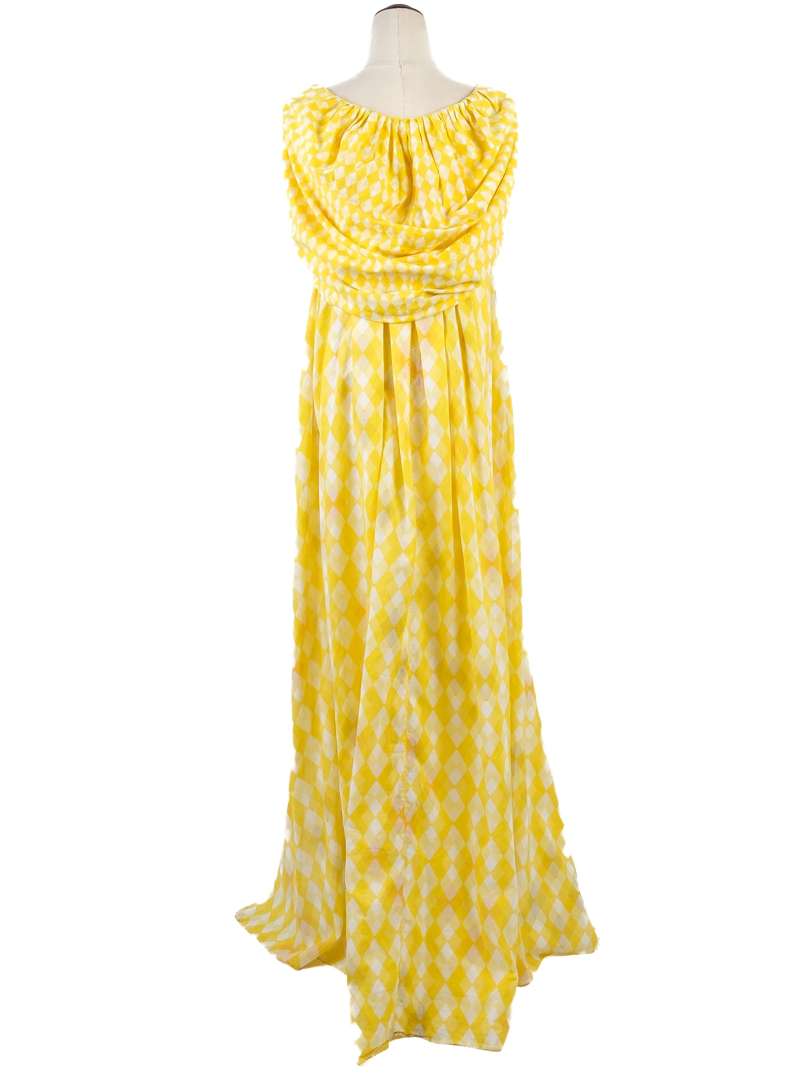 Excellent Thierry Colson Yellow Cotton Long Dress Size L