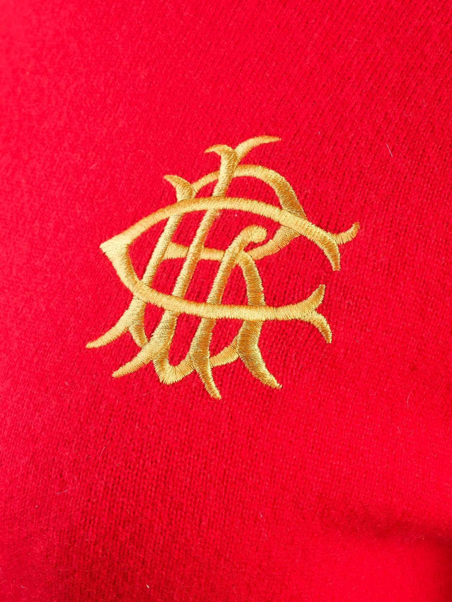 Excellent Ralph Lauren Red Cashmere Sweater Size S with Embroidery