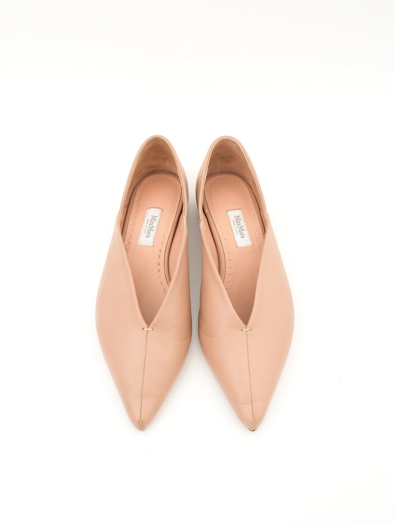 Good Max Mara Pink Leather Flats Size 36 Women Slip-On Shoes