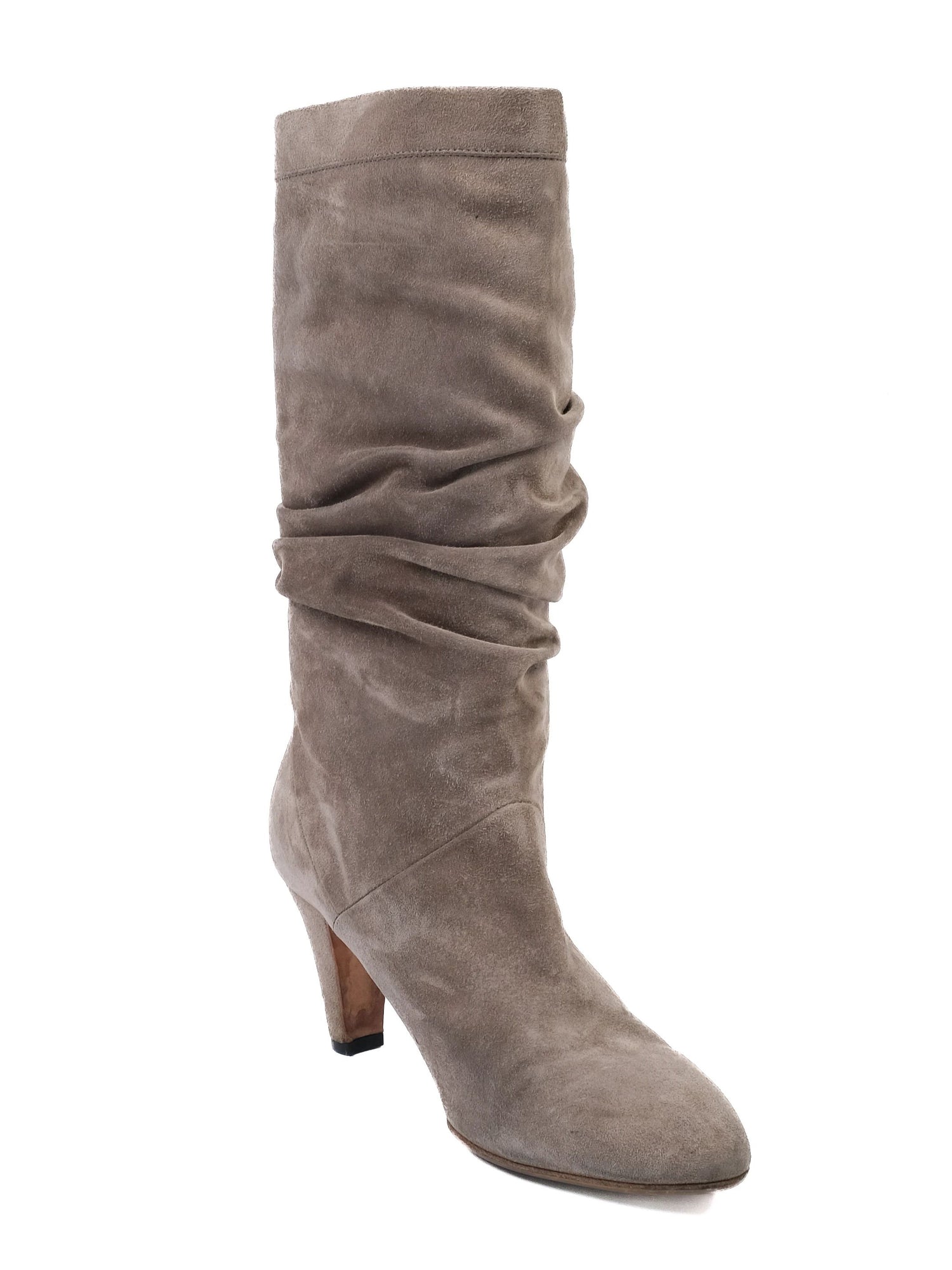 Excellent Brian Atwood Gray Leather Slouchy High-Heeled Boots Size 39