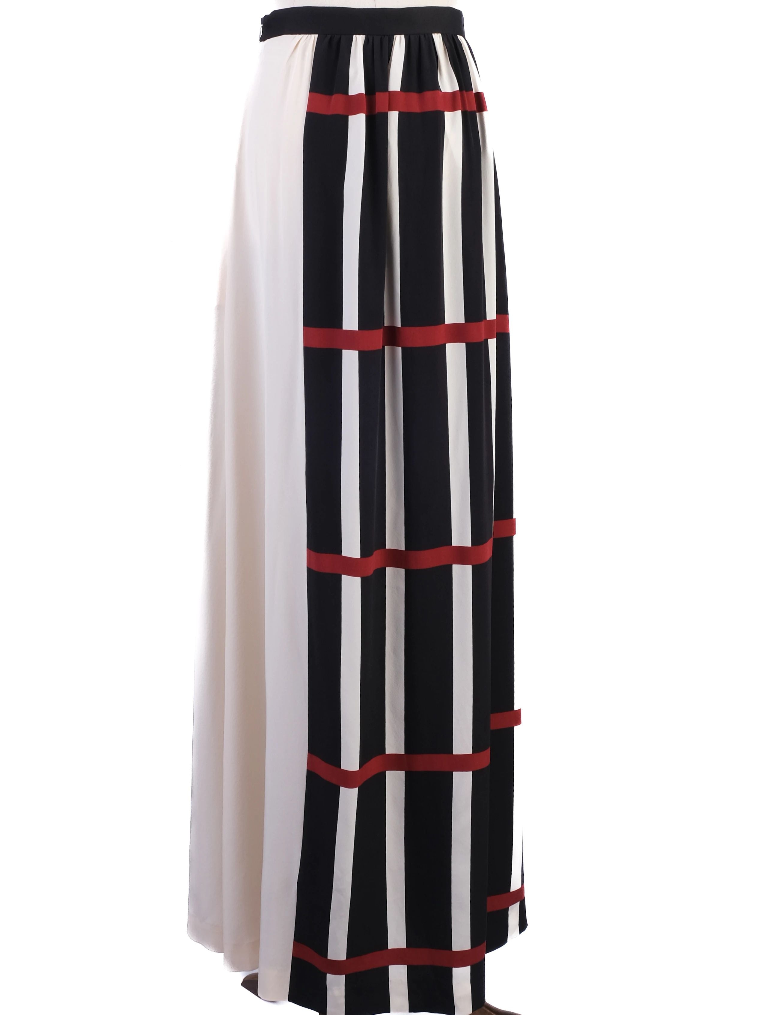 NEW By Malene Birger Long Skirt Black White Stripe XS