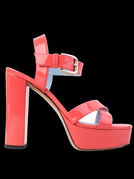 Excellent Pollini Red Leather High-Heeled Sandals Size 37