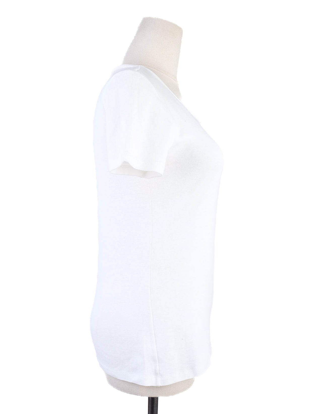 EXCELLENT MaxCo White Cotton T-Shirt Size XS with Decorative Print