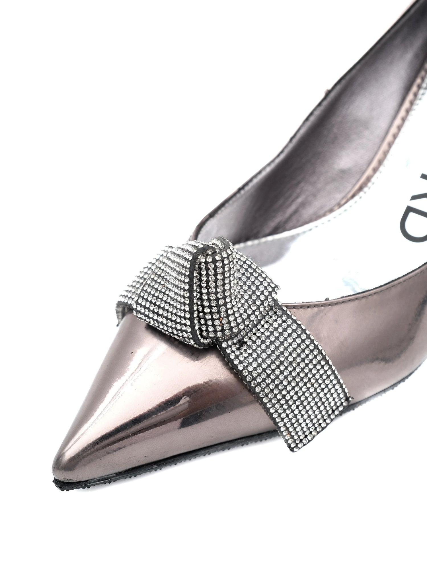 Tom Ford Gray Leather High-Heeled Shoes with Bow Size 38