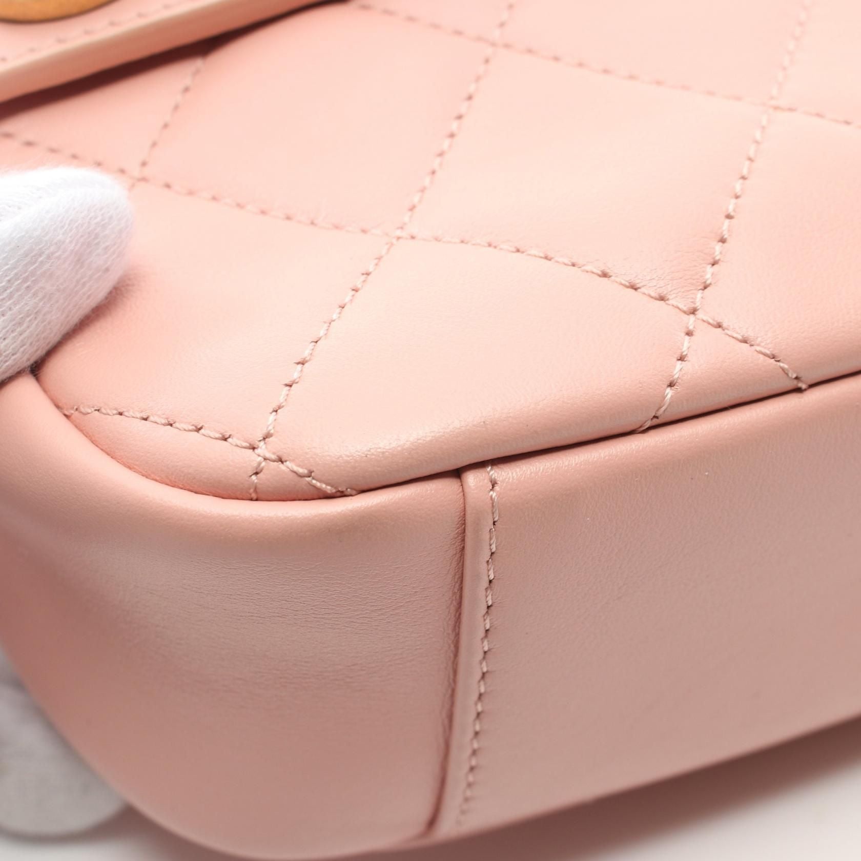 Chanel Matelasse Logo Camera Crossbody Bag As 1609 Leather Pink Ghw