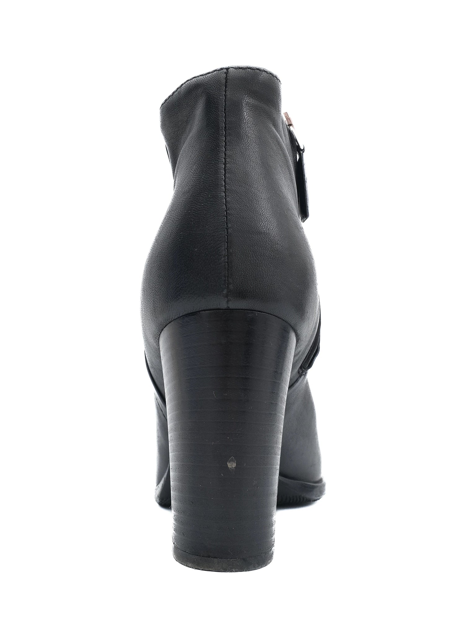 Excellent Prada Black Leather Ankle Boots Size 36.5 with Block Heel