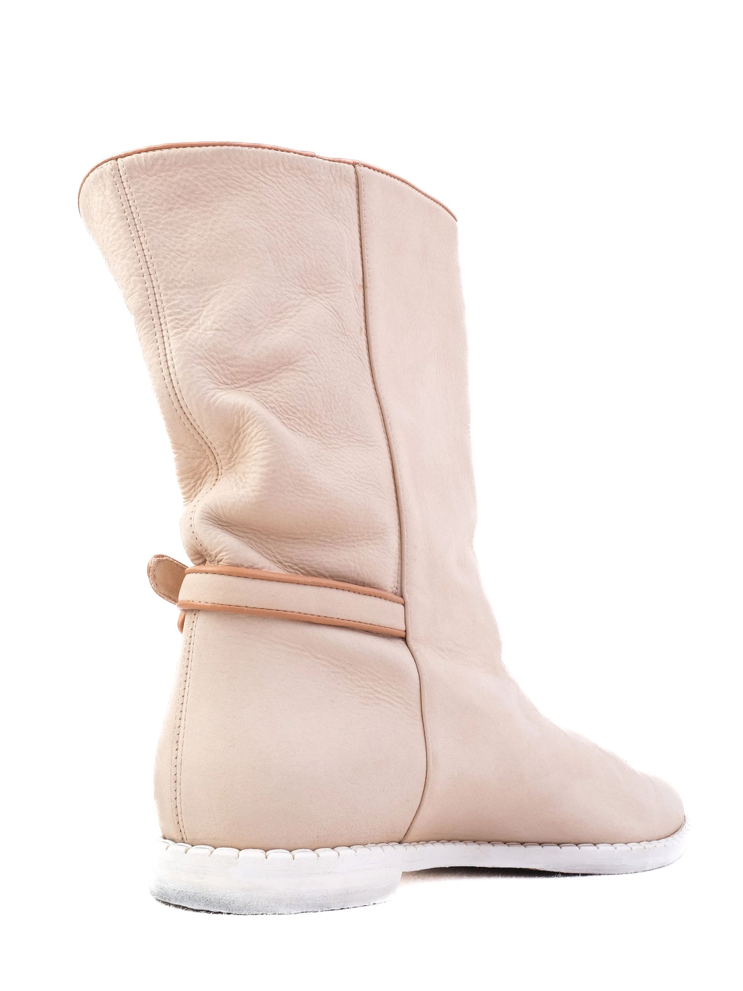 Excellent Baldinini White Leather Slouchy Ankle Boots Size 39