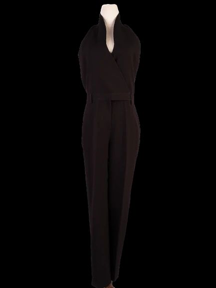 NEW Armani Exchange Black Jumpsuit Women Viscose High Collar Size
