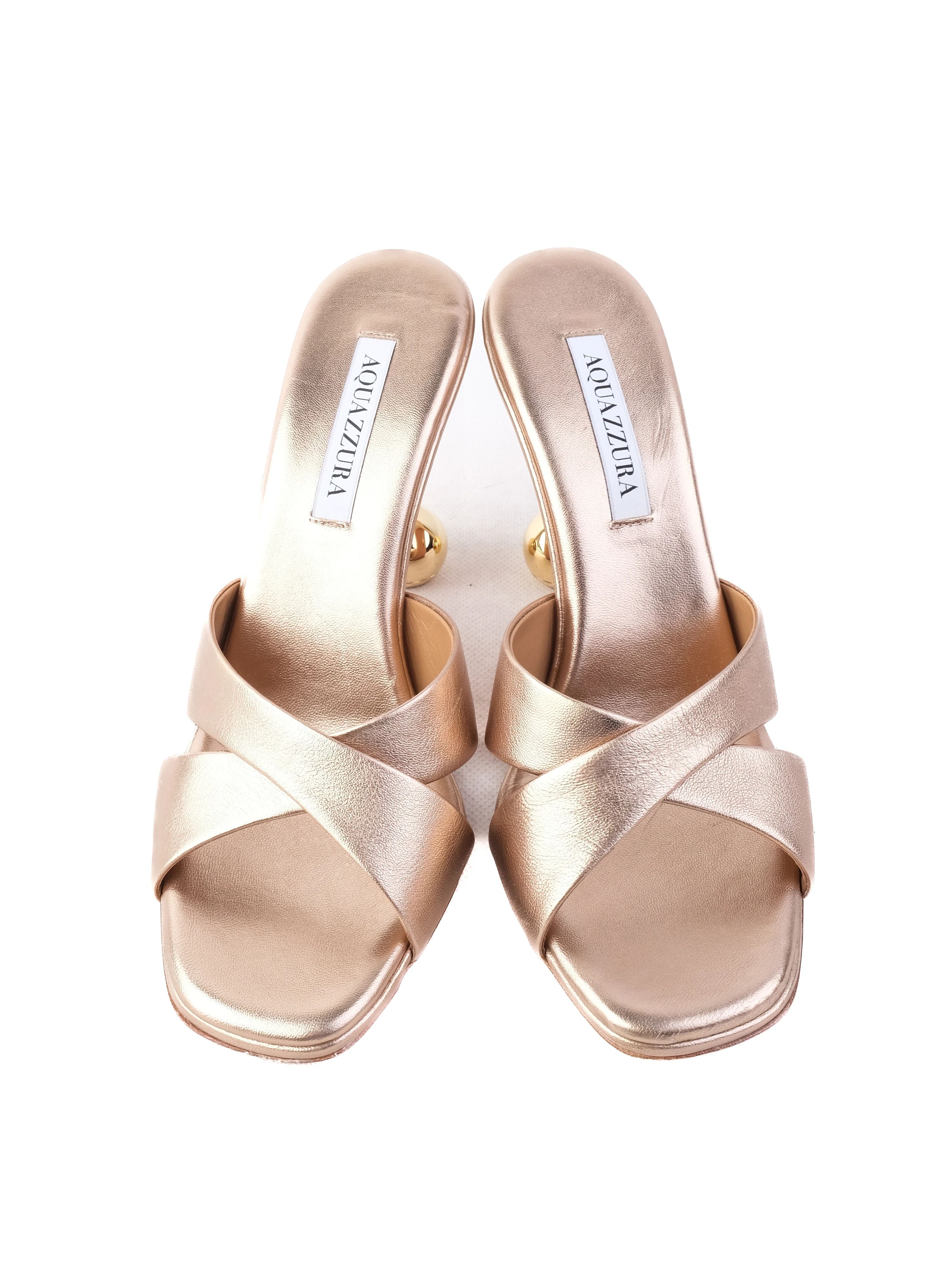 Excellent Aquazzura White Leather High-Heeled Sandals Size 39