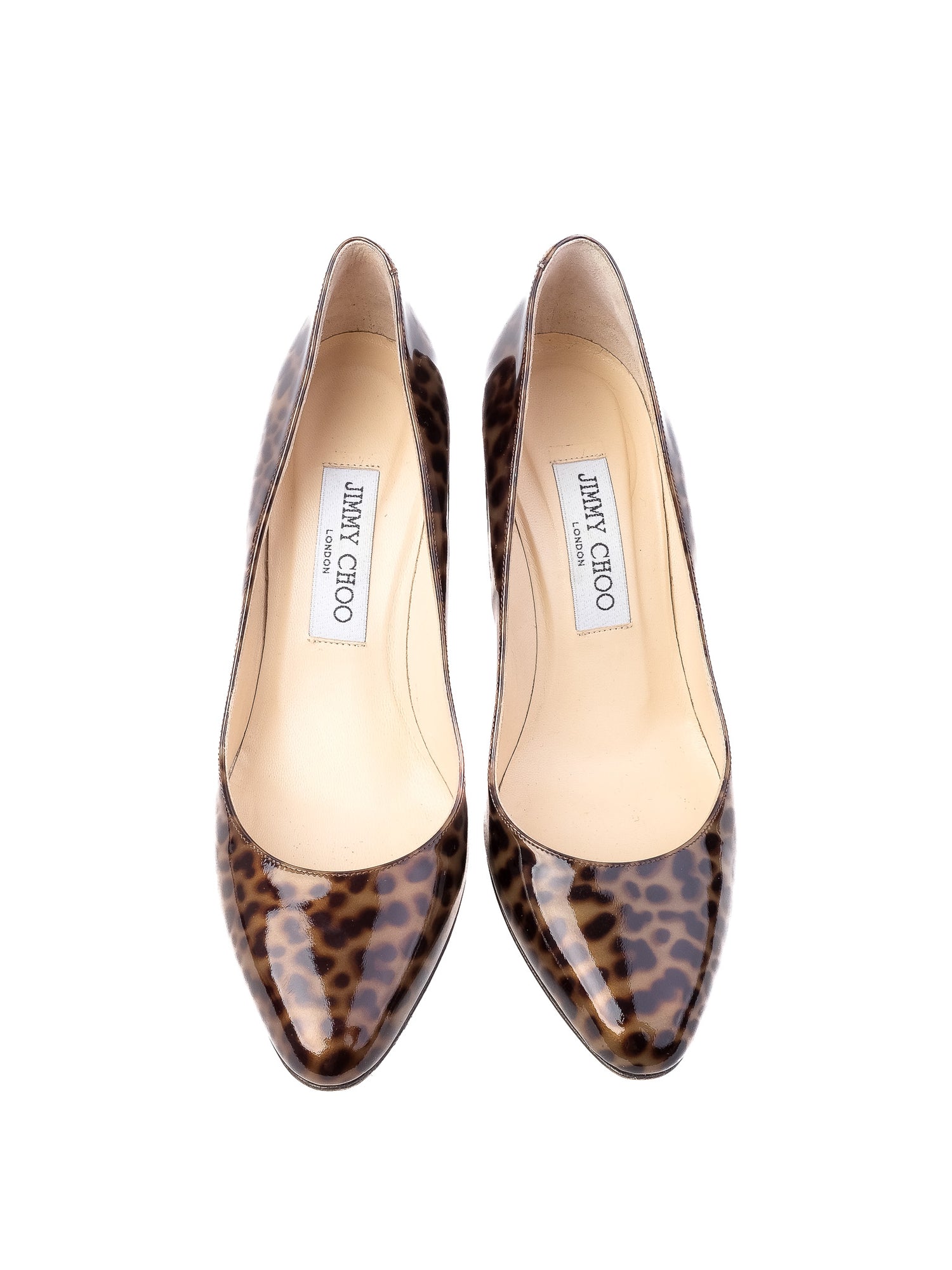 Excellent Jimmy Choo Leopard Print High Heeled Shoes Combined Lacquer