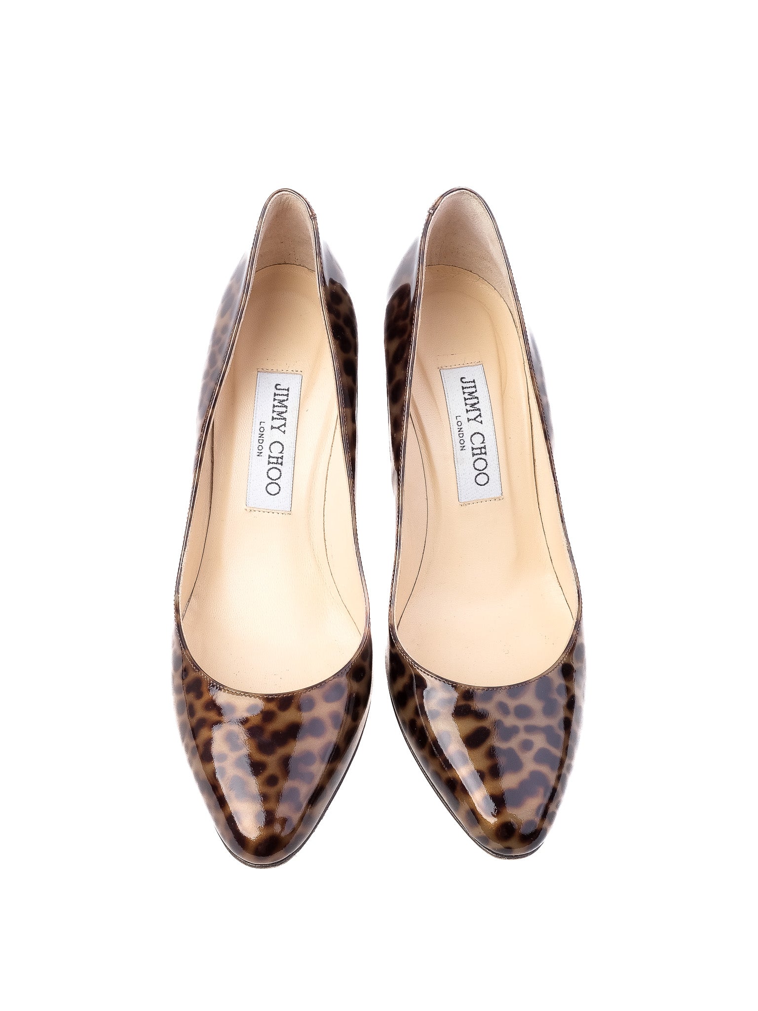 Excellent Jimmy Choo Leopard Print High Heeled Shoes Combined Lacquer