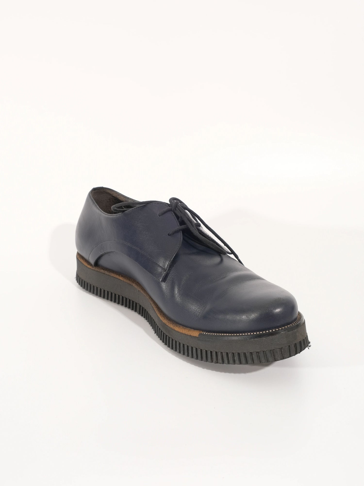 Perfect Lanvin Blue Leather Lace-Up Shoes Size 42 for Men