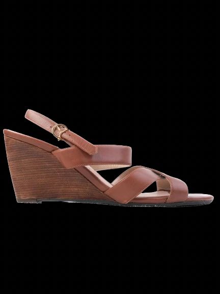 Excellent Salvatore Ferragamo Orange Leather Wedge Sandals Size 40.5
