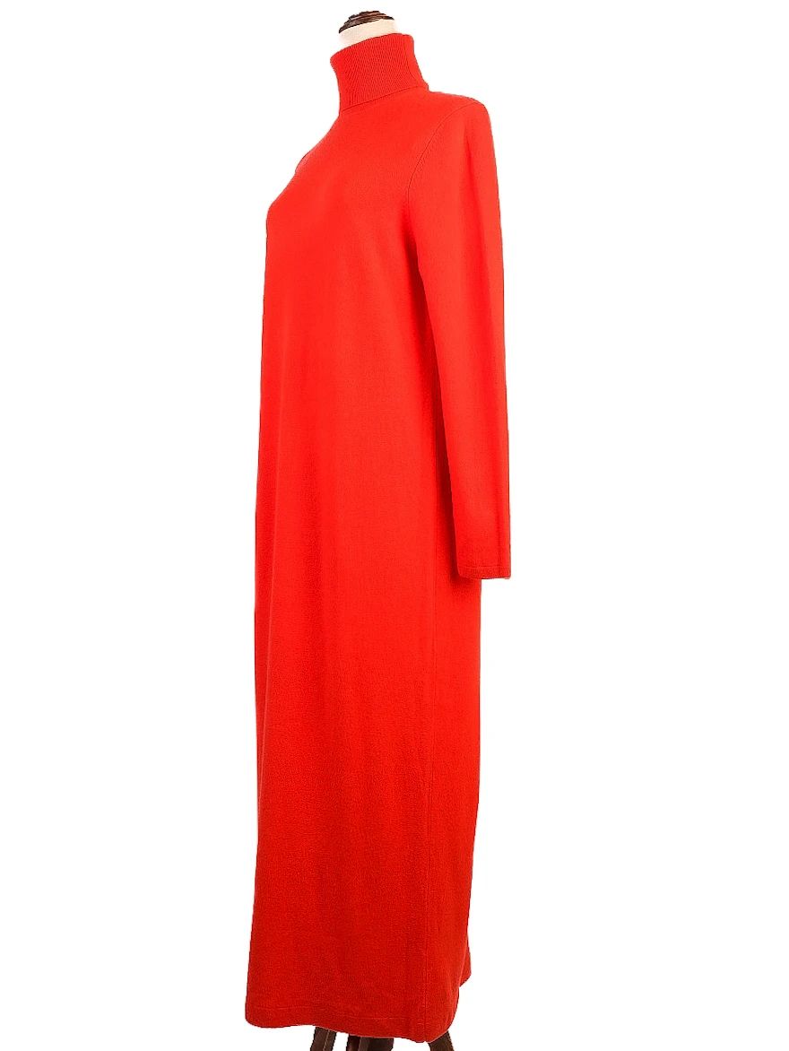 Excellent Allude Wool Long Sleeve Bright Orange Turtleneck Dress Size M