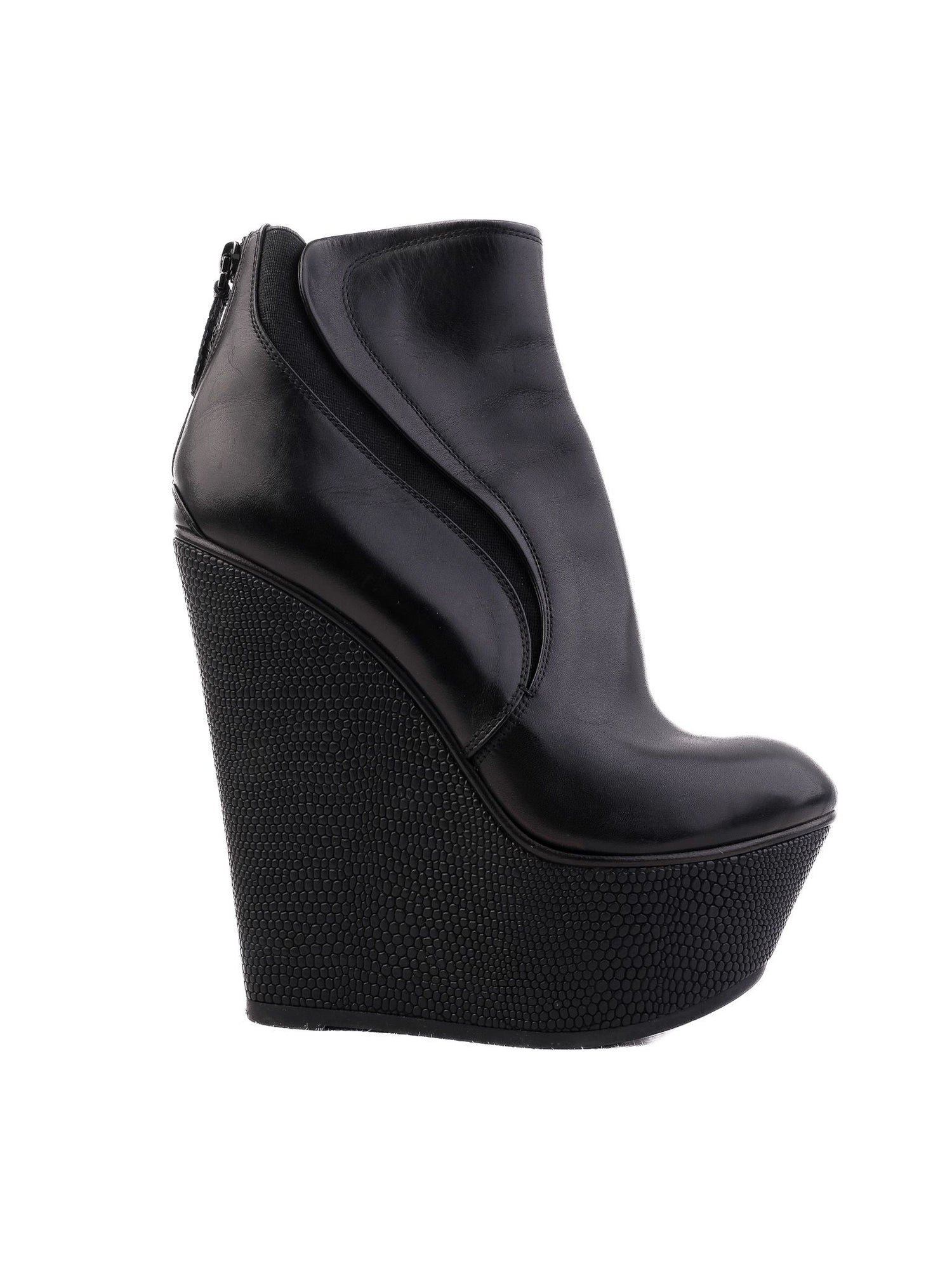 Perfect Baldan Black Leather Wedge Ankle Boots Size 38