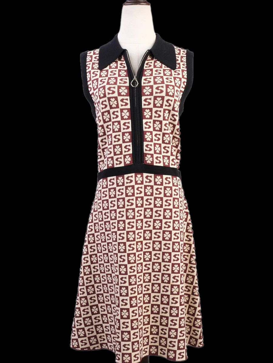 Excellent Sandro Sleeveless Dress Red Floral Pattern Size S