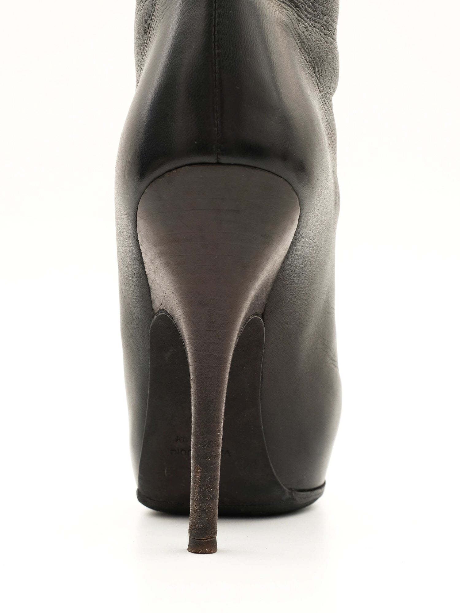 Excellent Lanvin Black Leather High-Heeled Ankle Boots Size 37.5