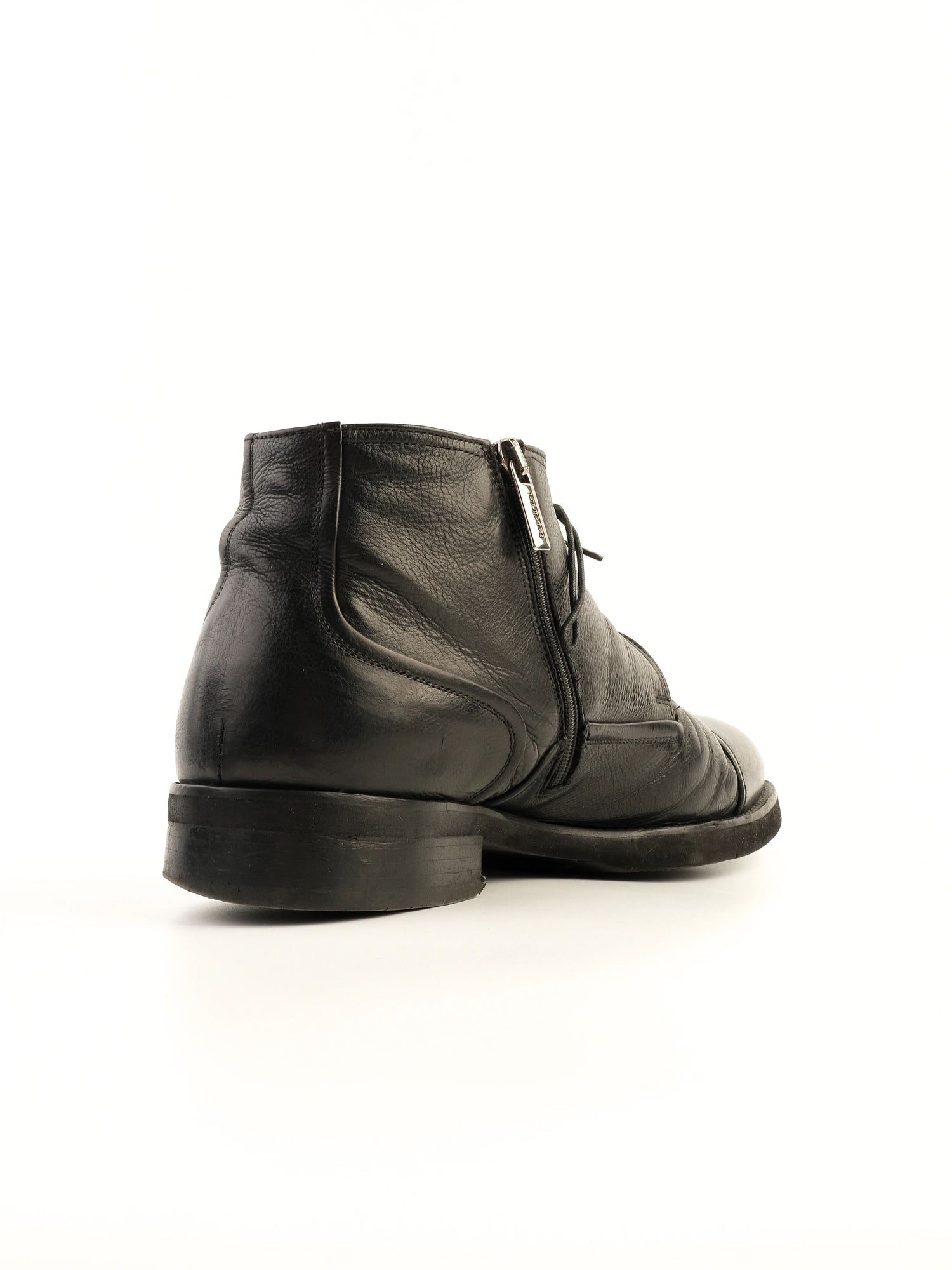 Excellent Baldinini Black Leather Ankle Boots Size 43.5 with Laces and Zipper