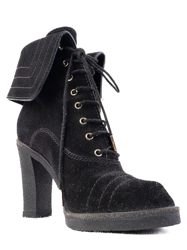 Excellent Louis Vuitton Black Leather Heeled Ankle Boots Size 36