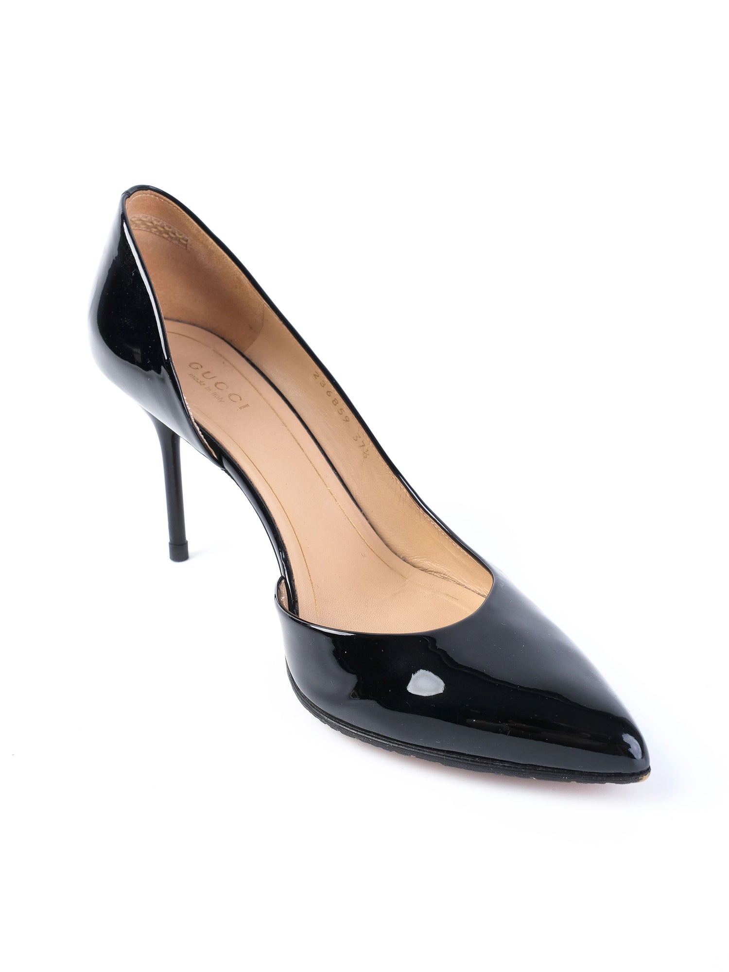 Excellent Gucci Black Leather High-Heeled Pumps Size 37.5