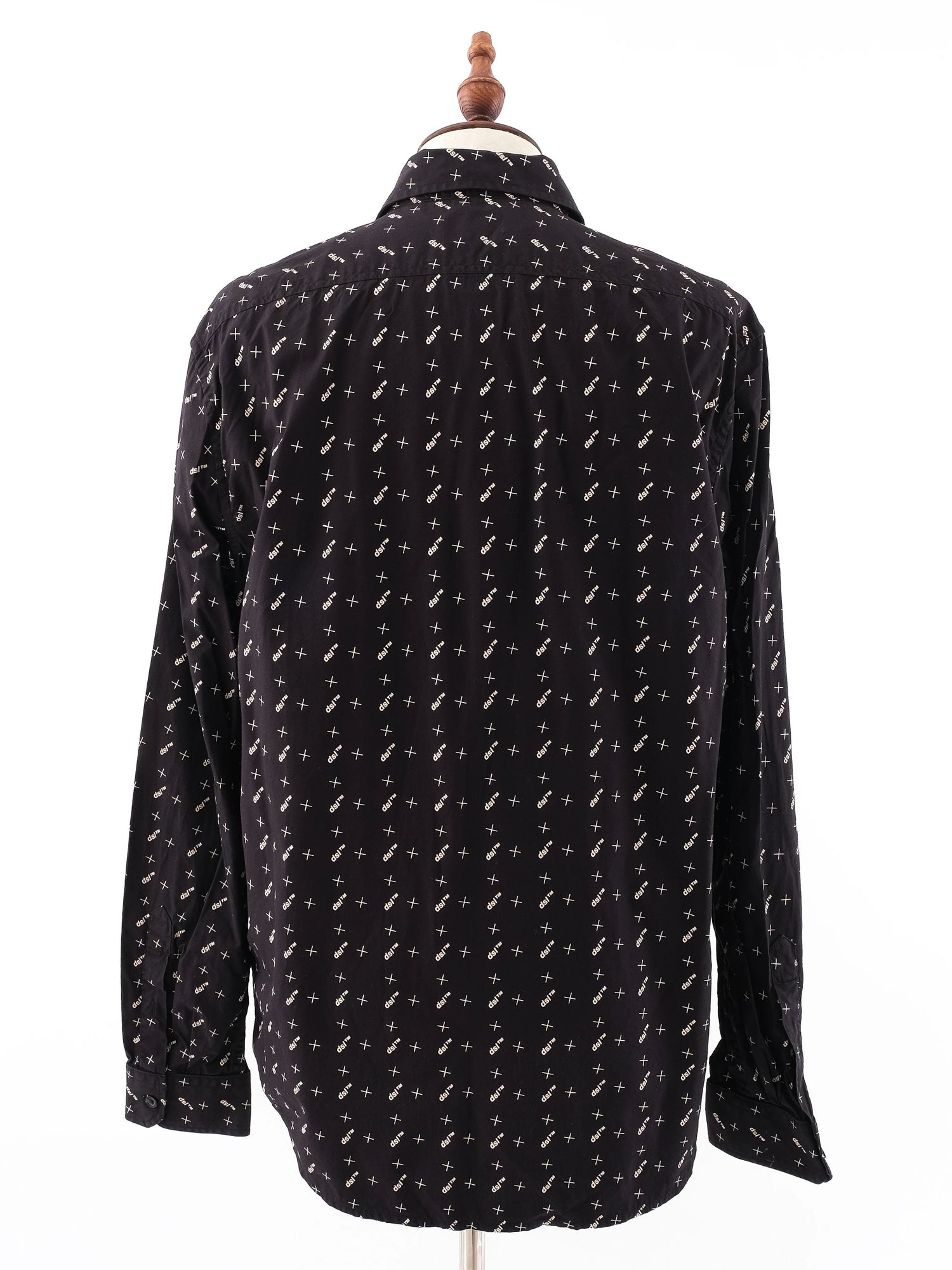 Excellent Diesel Black Cotton Long-Sleeved Shirt Size XL