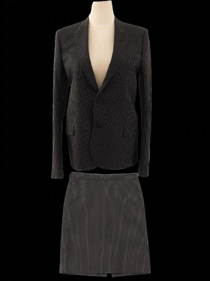 Excellent Saint Laurent Black Pinstripe Blazer Size M Women