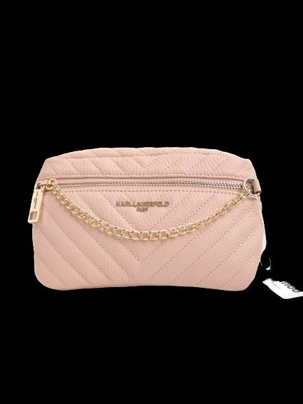 Excellent Karl Lagerfeld White Quilted Leather Handbag with Gold Accents