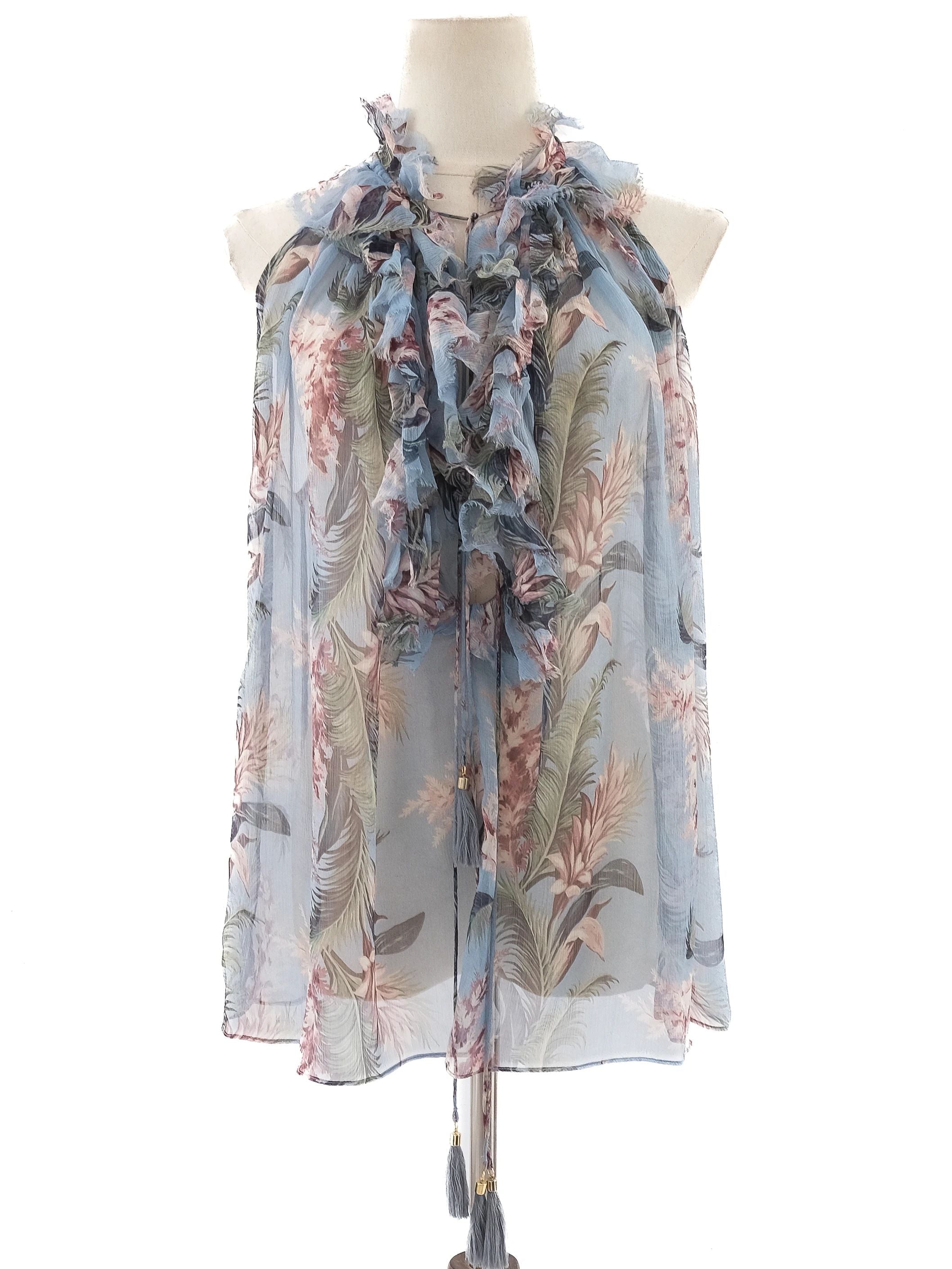 Excellent Zimmerman Floral Silk Blouse XS Pastel Combined Color