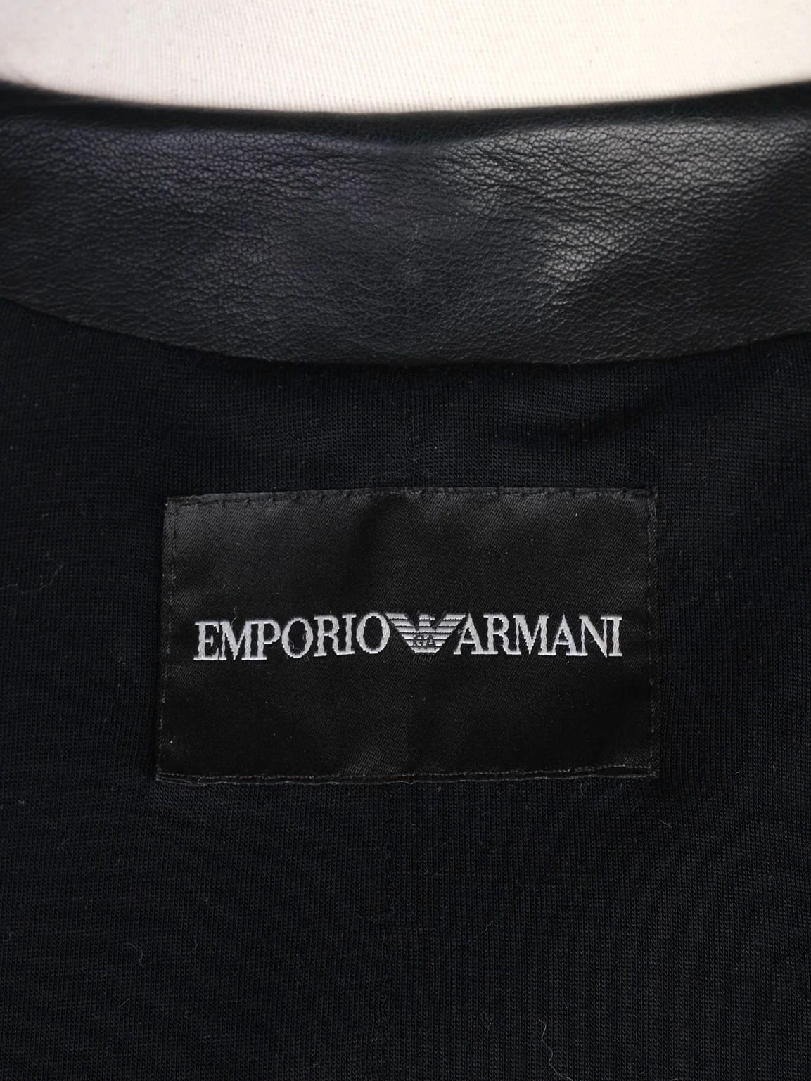 Excellent Emporio Armani Black Leather Jacket Women Size M