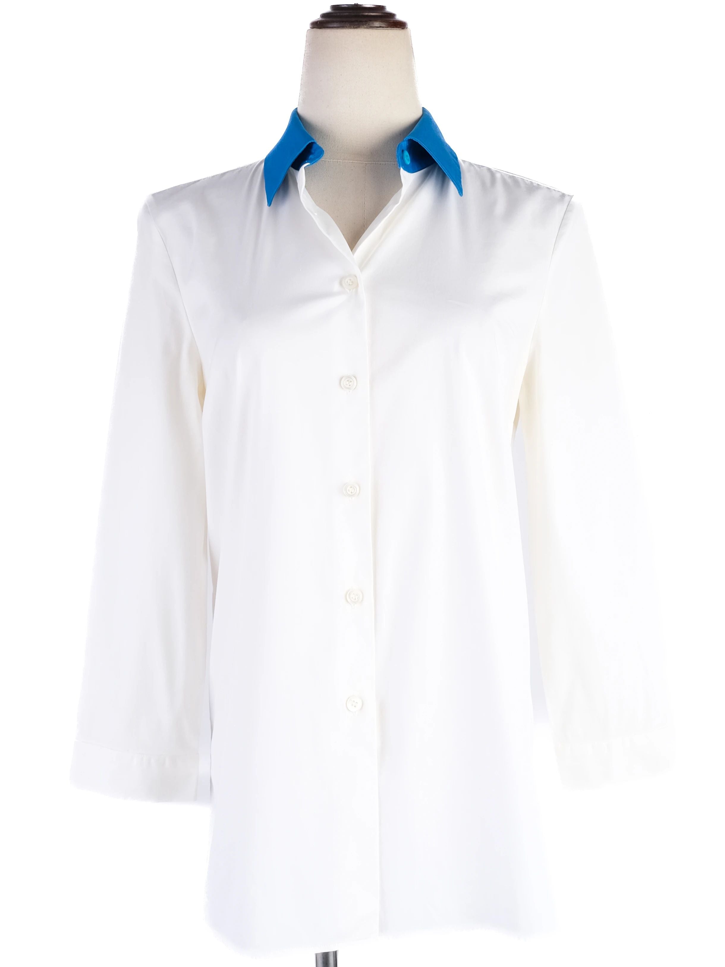 Excellent Prada White Nylon Long-Sleeve Shirt Size M