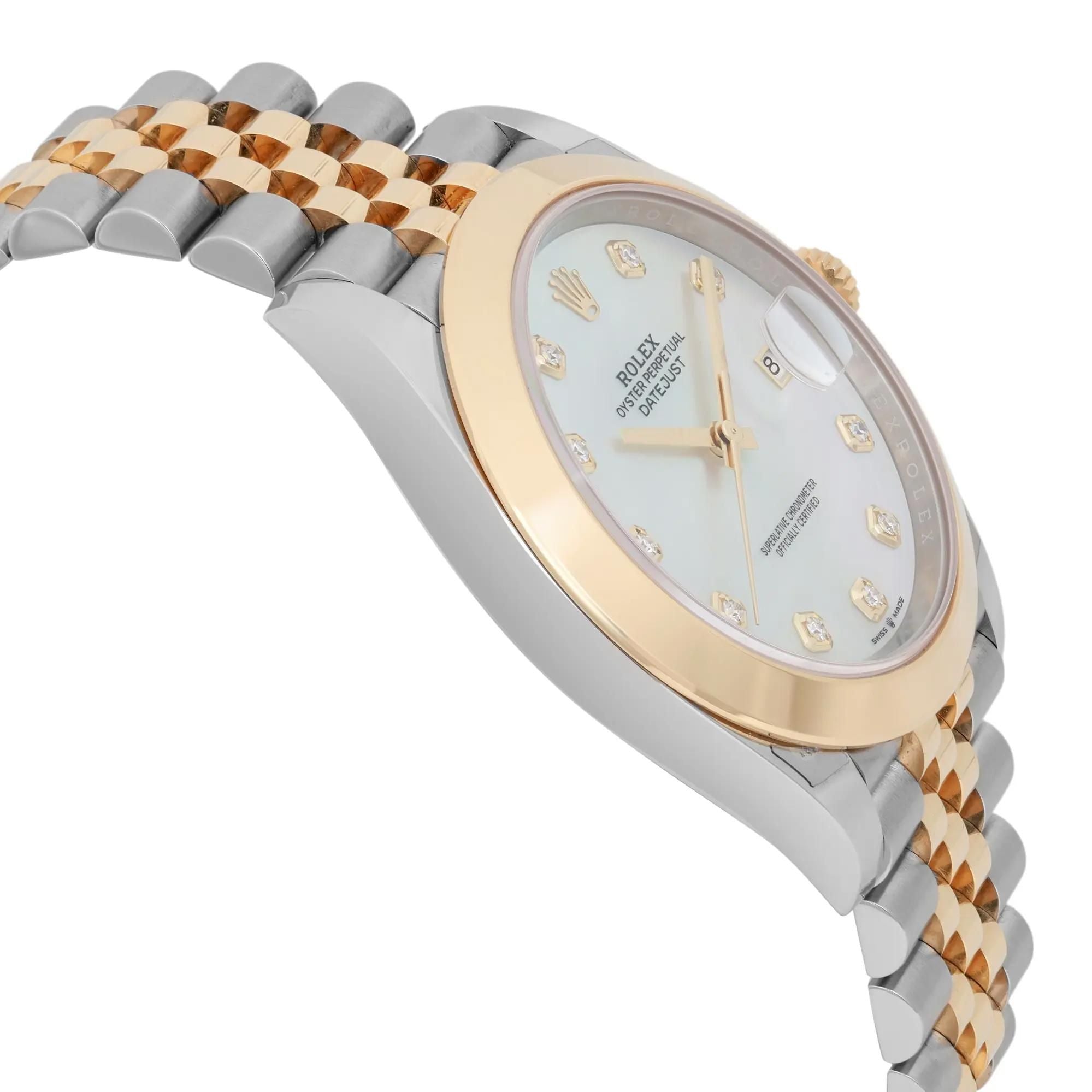 Rolex Datejust 41 18K Yellow Gold Steel Diamond MOP Dial Watch 126303
