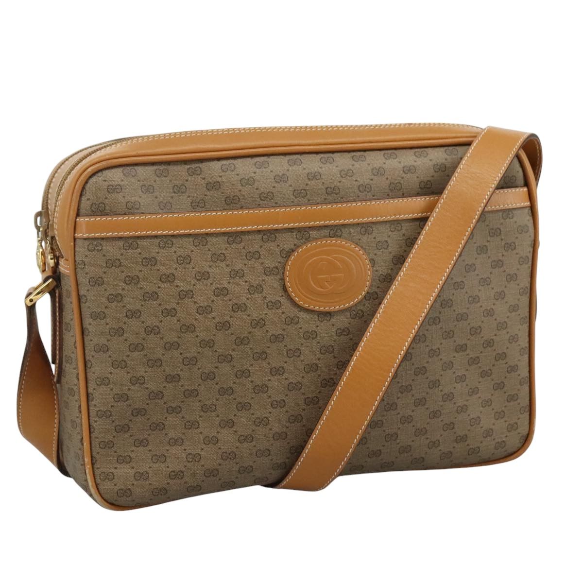 Gucci Micro Gg Supreme Shoulder Bag Pvc Beige Auth