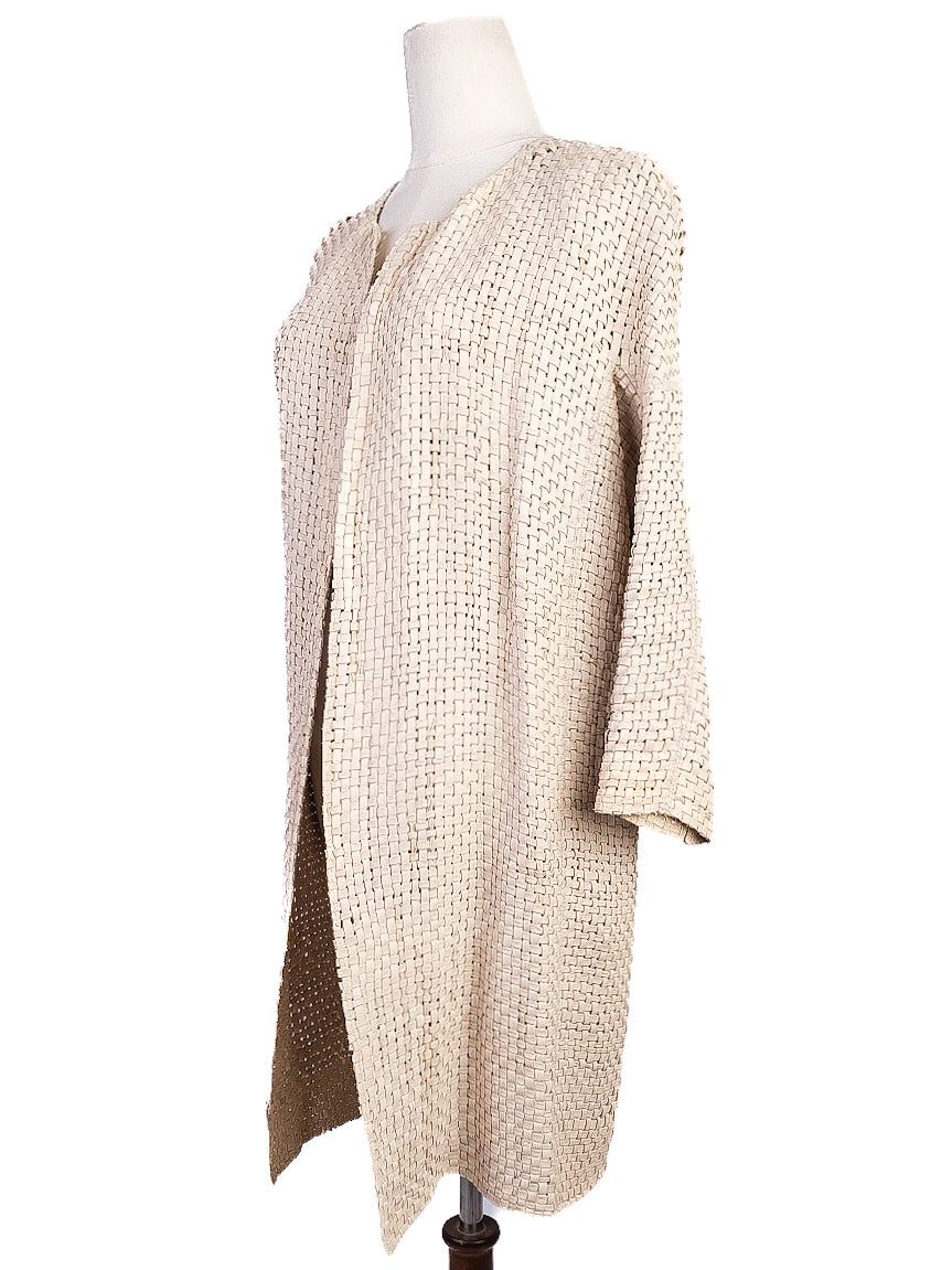 EXCELLENT Kaufmanfranco White Leather Textured Coat Size S