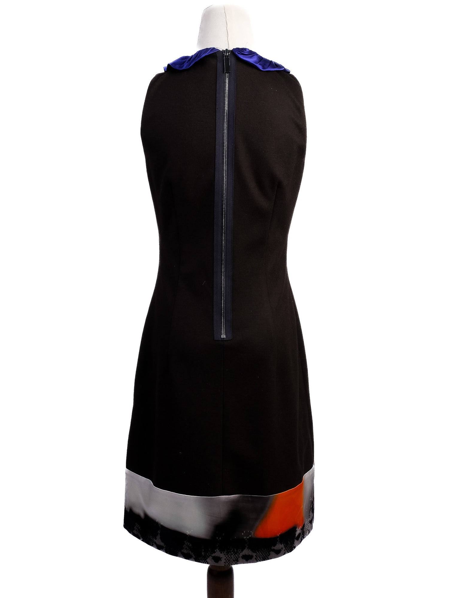 Elie Tahari WomenÕs Sleeveless Dress M Wool Black Blue Multicolor Hem